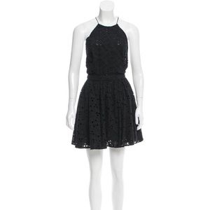 ZIMMERMANN Black Eyelet Cotton halter mini dress